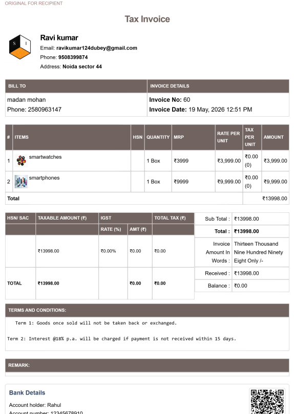 Tally Theme Kirana Bill