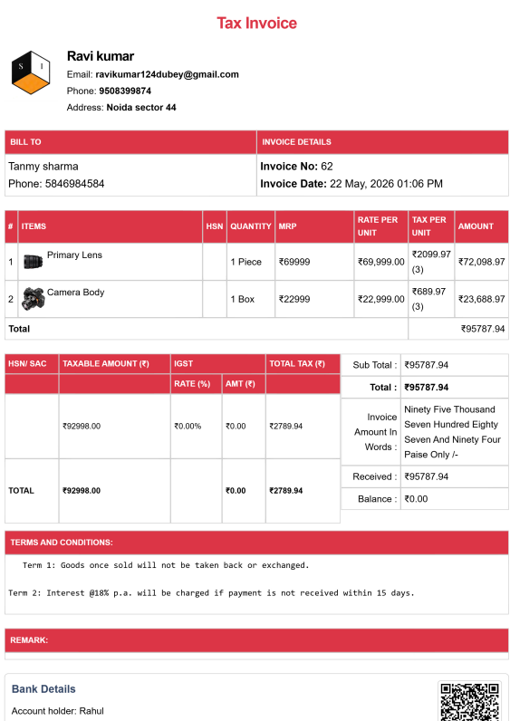 Tally Theme House Rent Bill