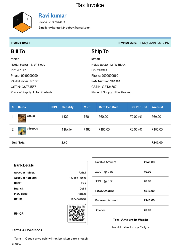 Modern House Rent Bill