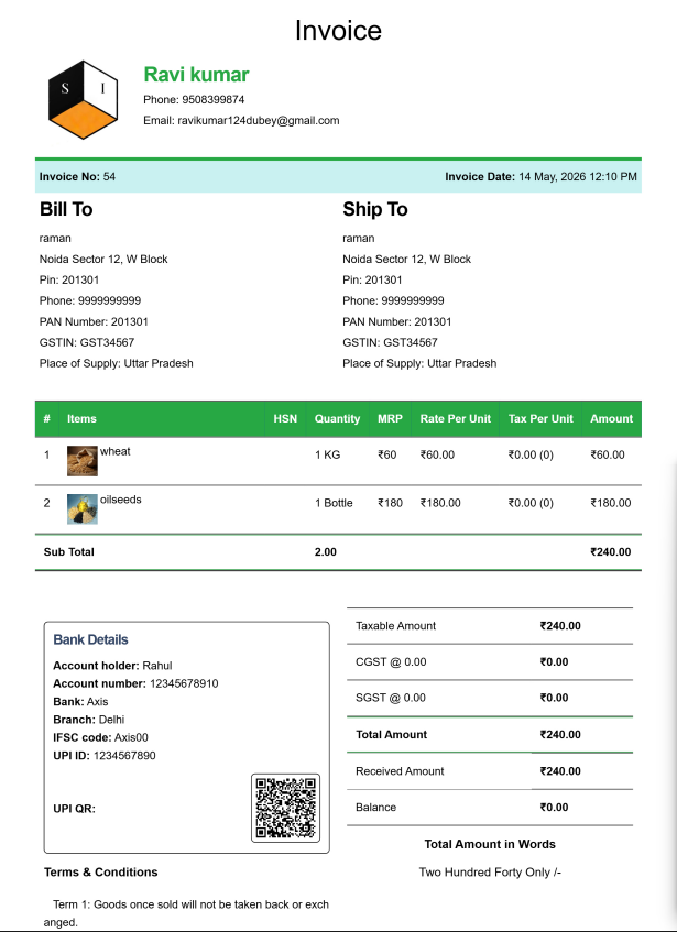 Modern House Rent Bill