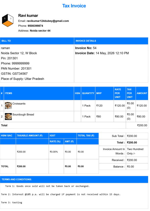 Tally Theme House Rent Bill