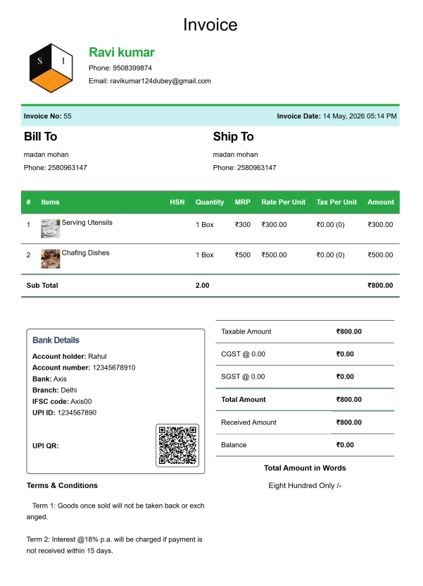 Modern House Rent Bill