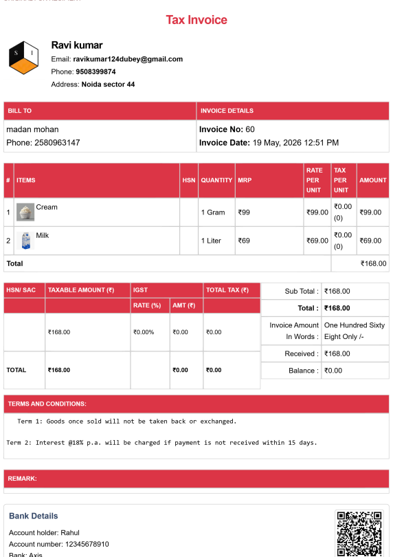 Tally Theme House Rent Bill