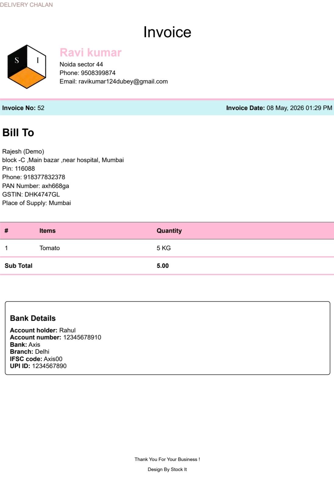 Modern Delivery Challan Template
