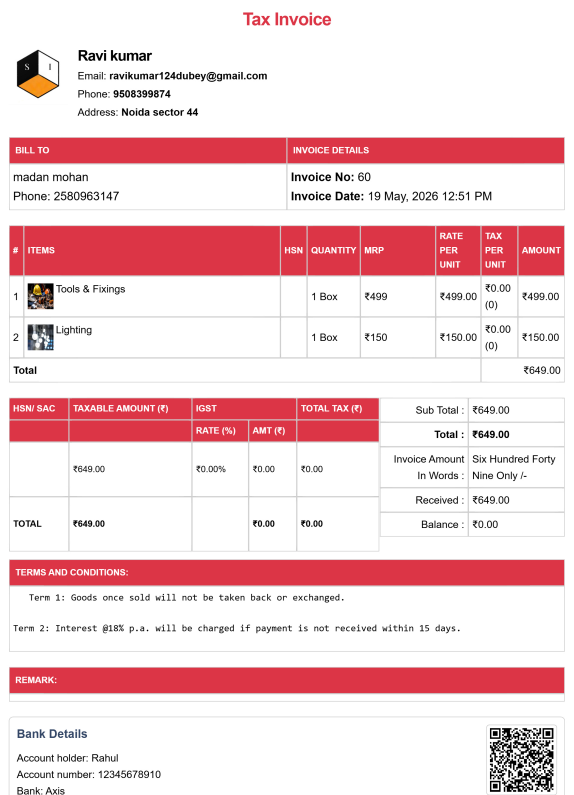 Tally Theme Transport Bill