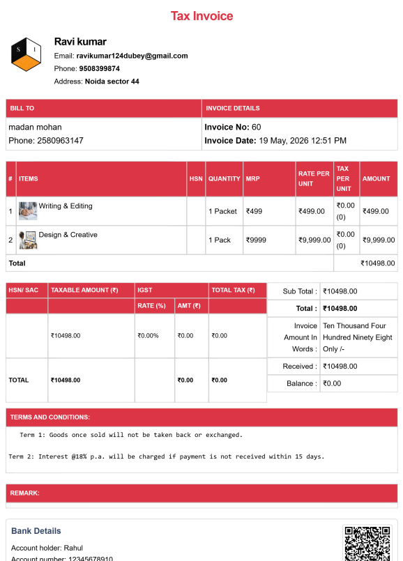 Tally Theme Transport Bill