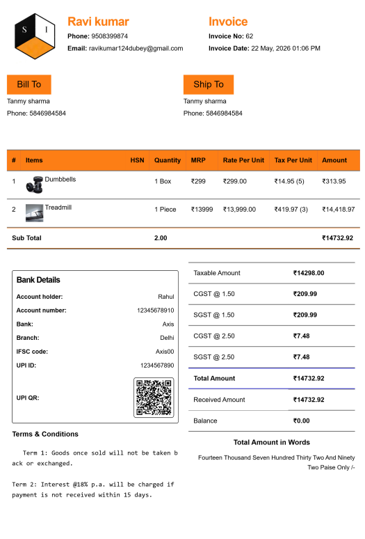 Stylish Gym Bill