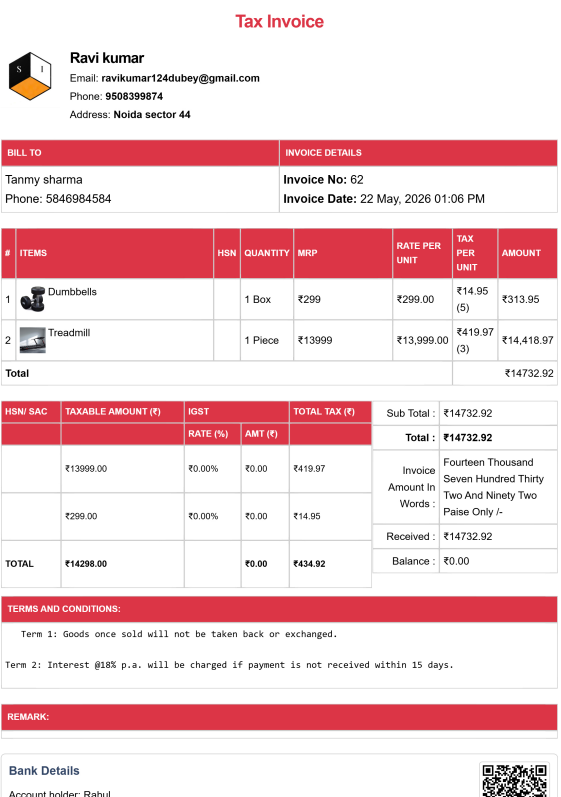 Tally Theme Gym Bill