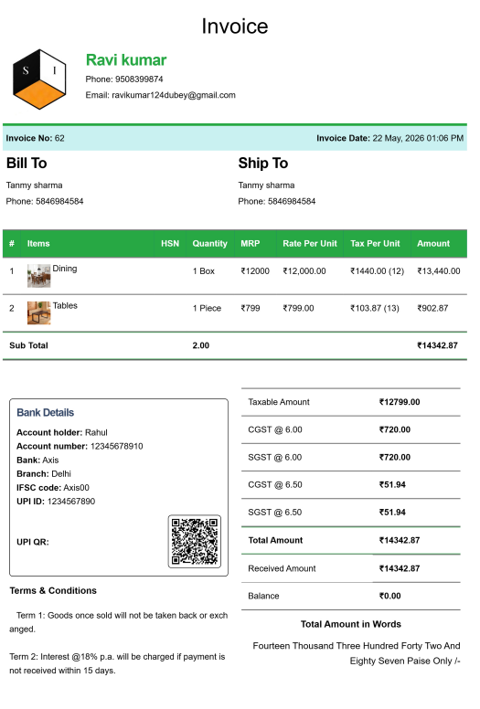Modern House Rent Bill