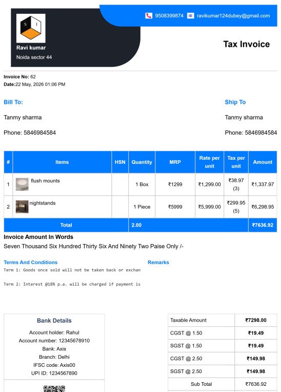 Double Devine Interior Design Invoice Template