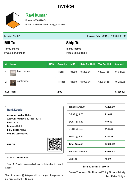 Modern Interior Design Invoice