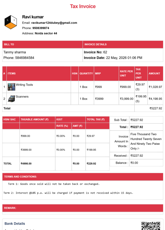 Tally Theme Law Firm Invoice Template