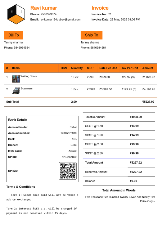 Stylish Law Firm Invoice