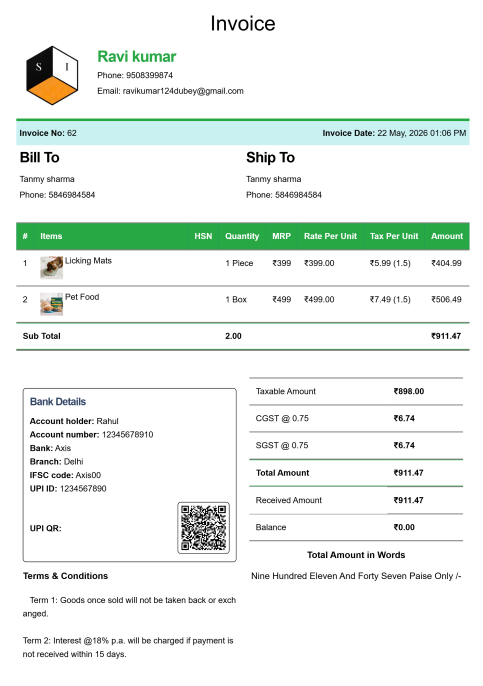 Modern House Rent Bill