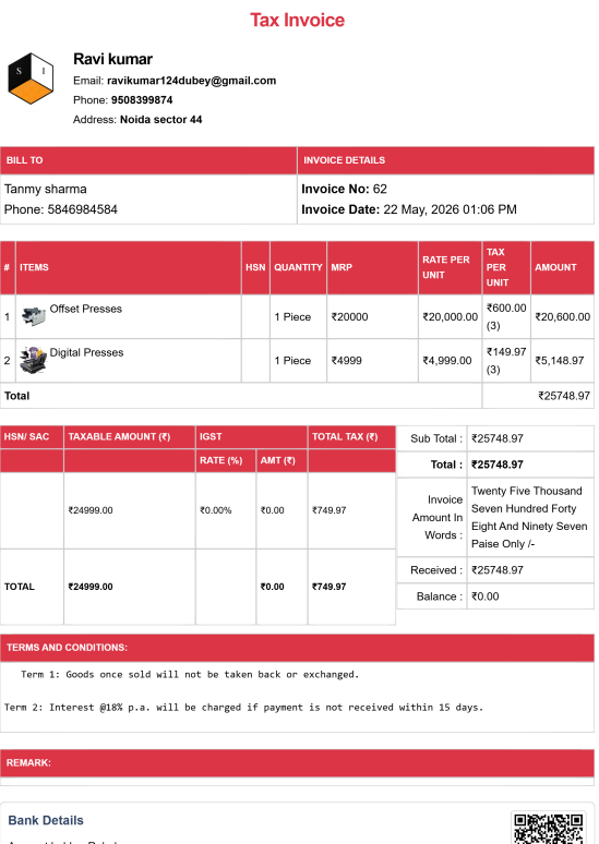 Tally Theme House Rent Bill