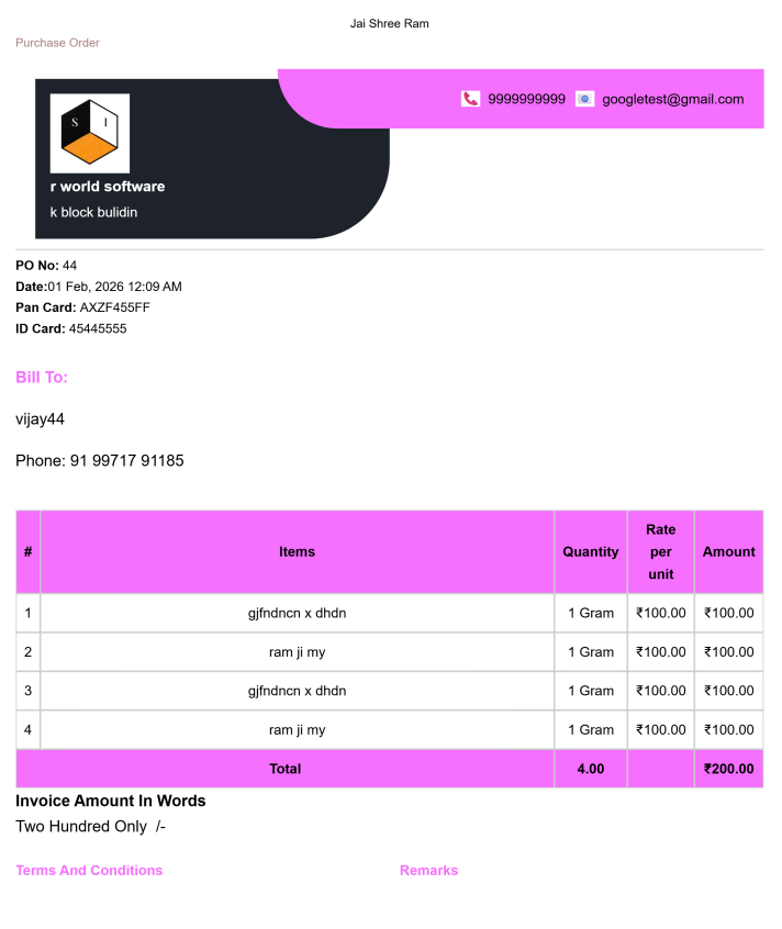 Standard Quotation Template