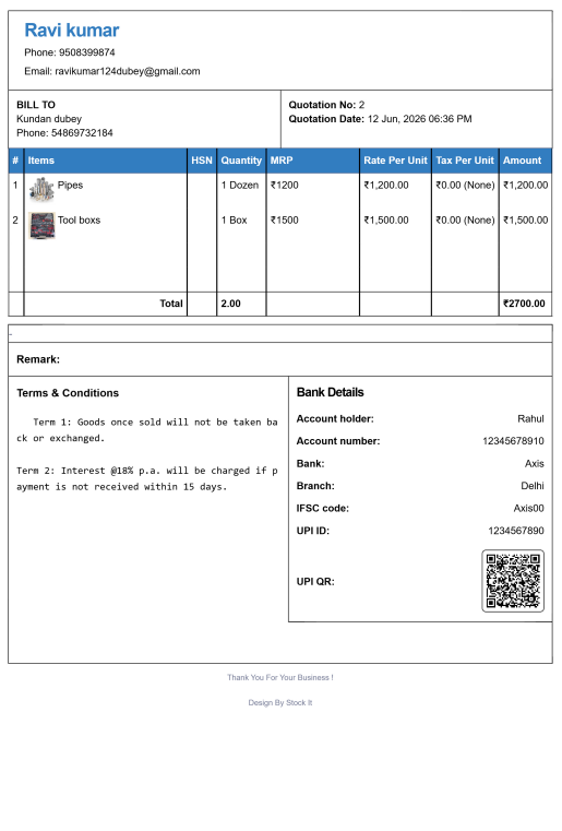 Handheld printed counter bill book template design for music shop retail sales