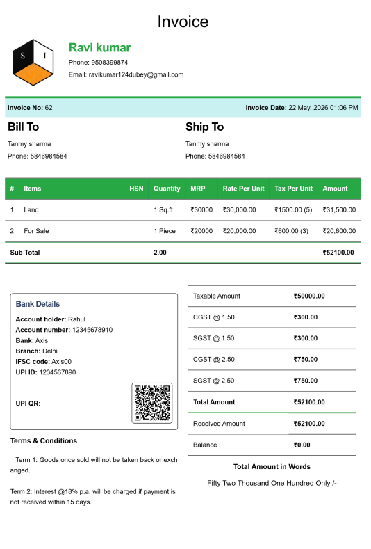 Modern House Rent Bill