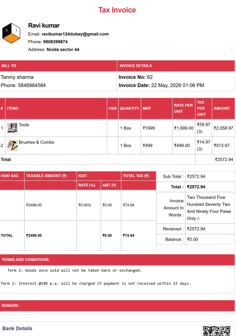 Tally Theme Kirana Bill