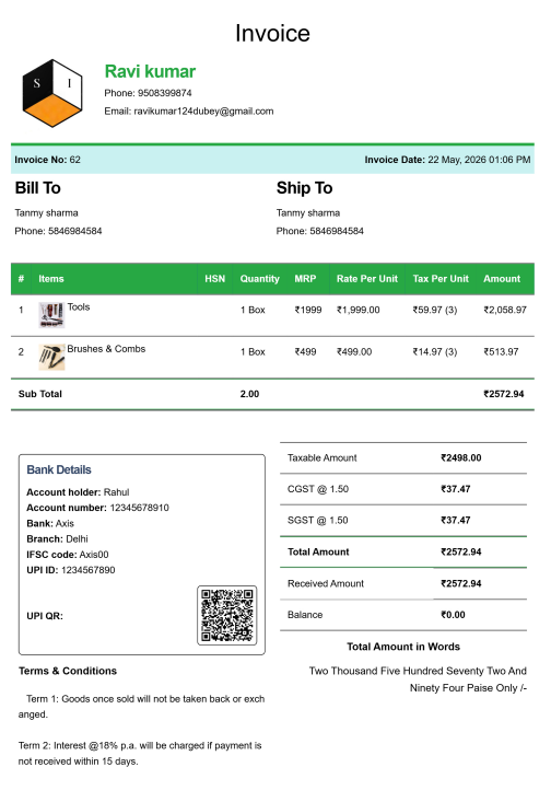 Modern Kirana Bill