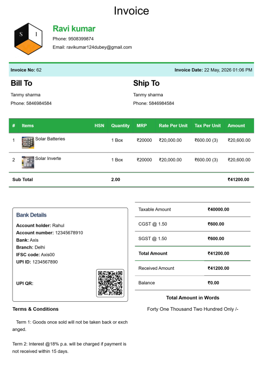 Modern House Rent Bill