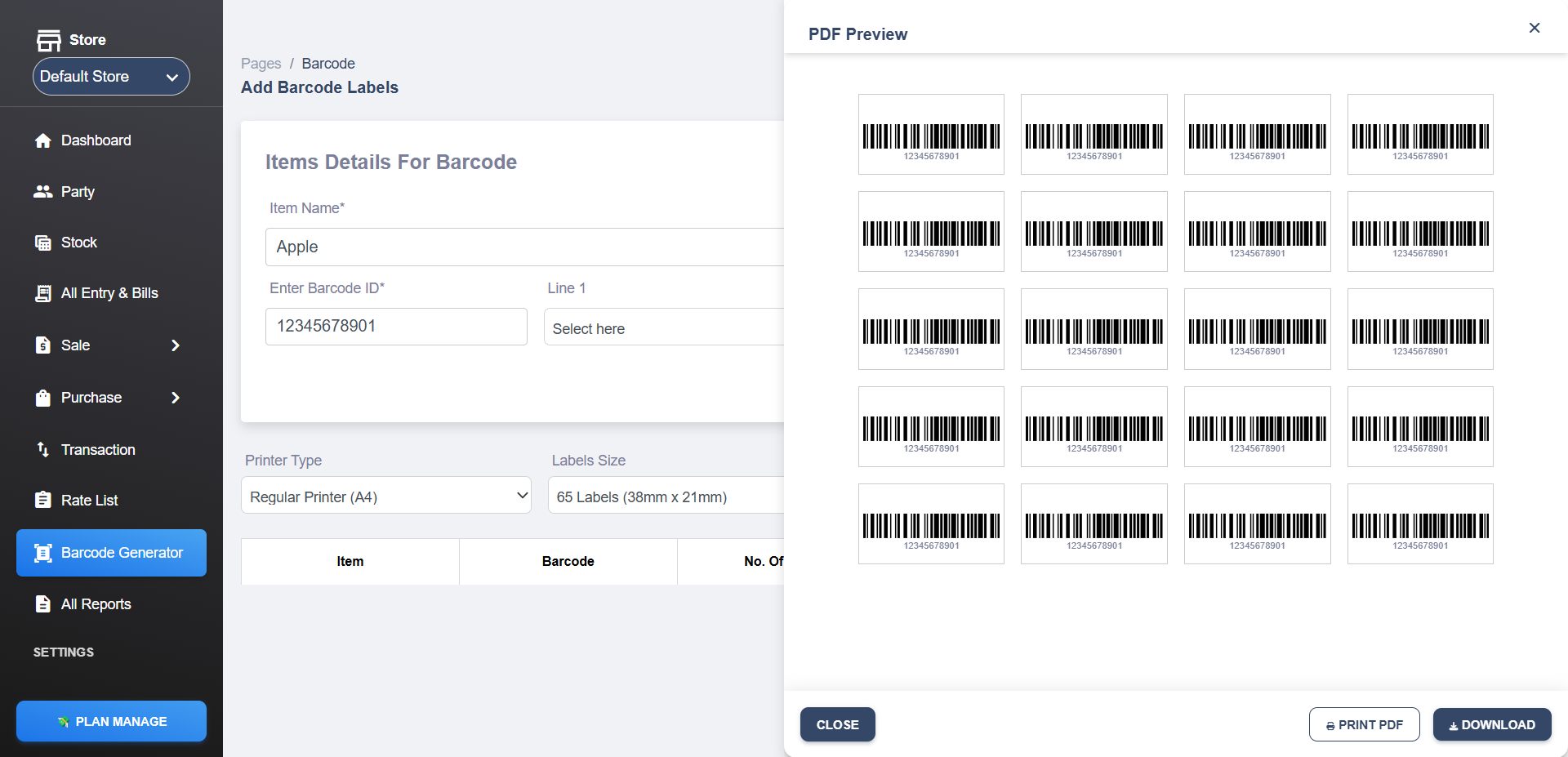 Stock Management App Interface