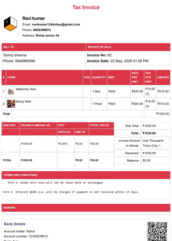Tally Theme Kirana Bill