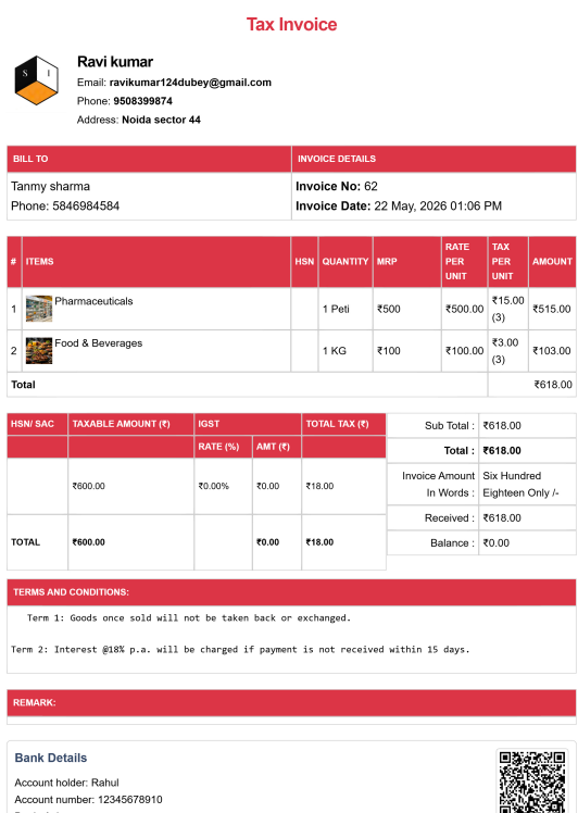 Tally Theme House Rent Bill
